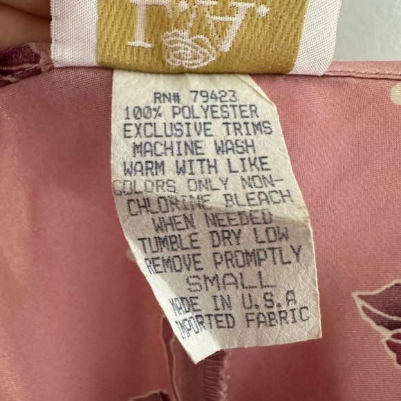 Vintage L.A. Intimates Pink Floral Spaghetti Strap Night Gown Dress Size Small - Picture 6 of 9